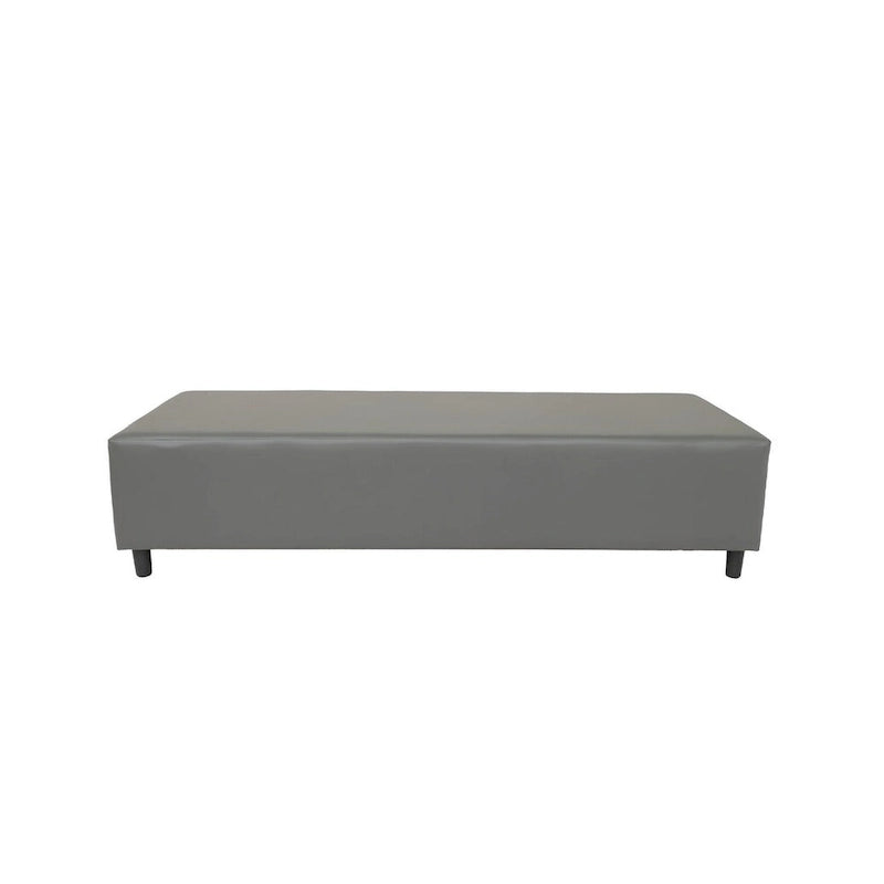 Banco de 72 pulgadas tapizado en cuero genuino gris y negro