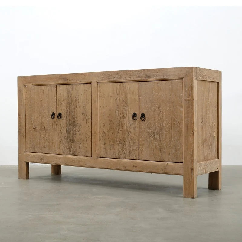 Aparador de 4 puertas 67, acabado natural envejecido
