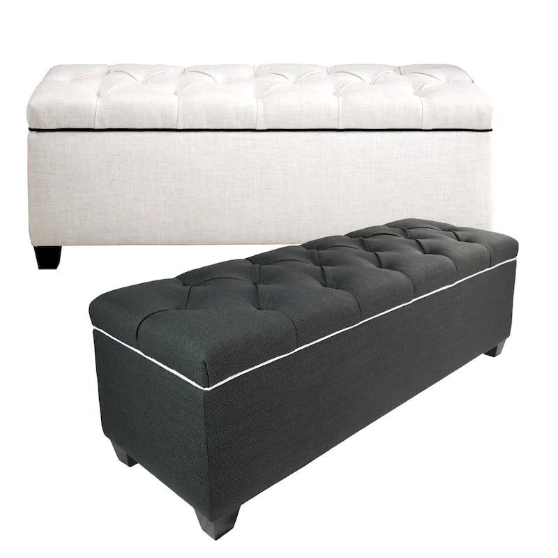 Sole Secret Diamond Tufted LOFT Linen Storage Bench