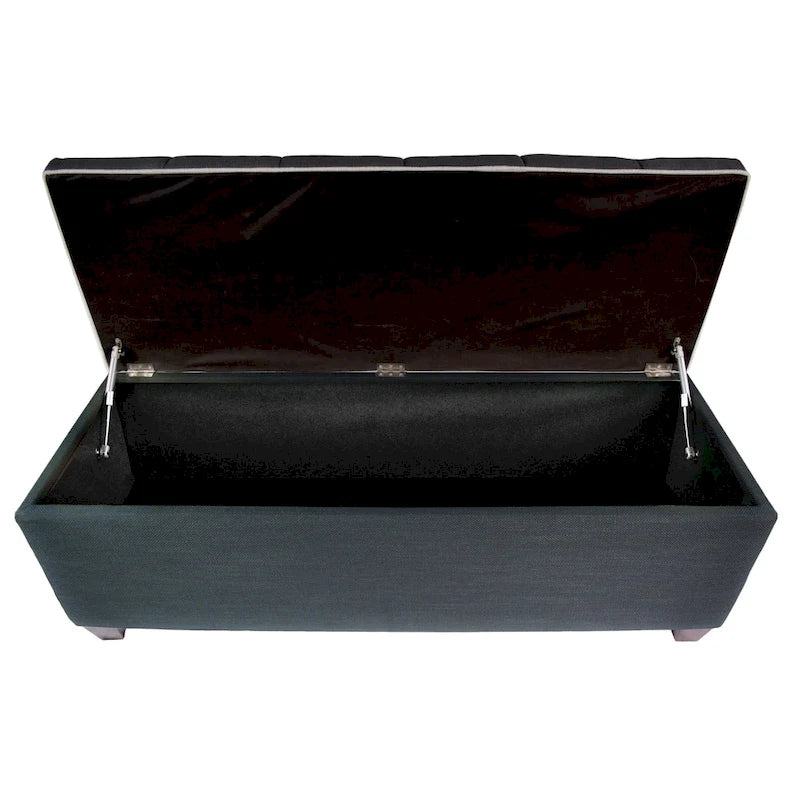 Banc de rangement rembourré et capitonné en losanges