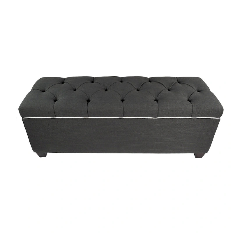 Banc de rangement rembourré et capitonné en losanges