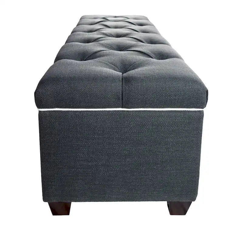 Banc de rangement rembourré et capitonné en losanges