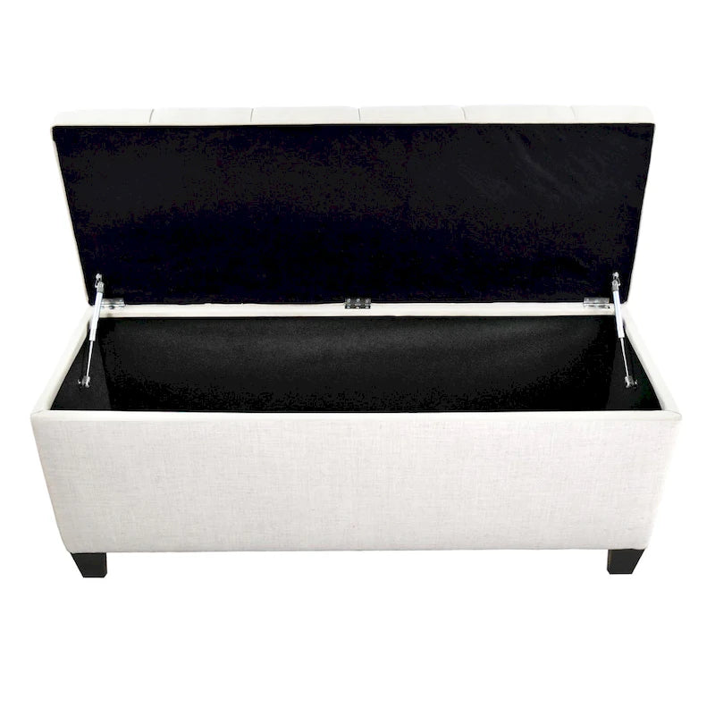 Banc de rangement rembourré et capitonné en losanges