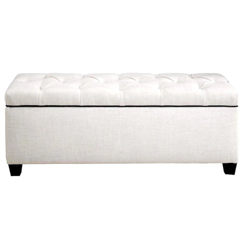 Banc de rangement rembourré et capitonné en losanges