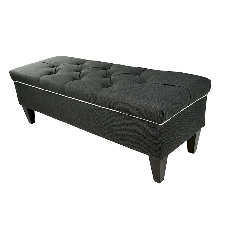Diamond Tufted Upholstered Long Storage Bench Ottoman