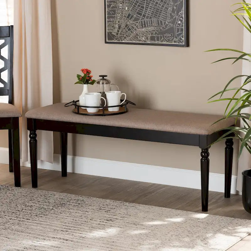 Banco de comedor moderno de madera tapizado