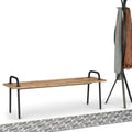 Solid Mango Wood Industrial Entryway Bench in Natural