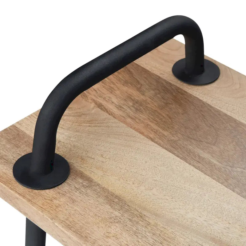 Solid Mango Wood Industrial Entryway Bench in Natural