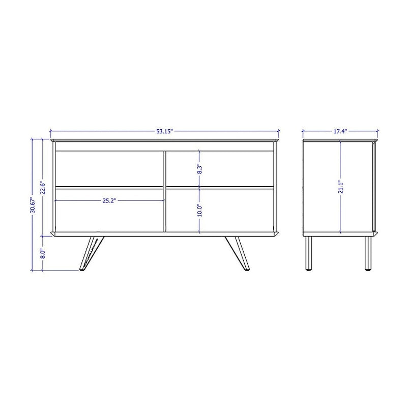 Aparador moderno de estilo mid-century de 53.15 pulgadas con 4 estantes