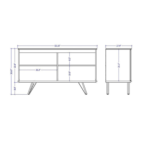 53.15-Zoll-Sideboard im Mid-Century-Modern-Stil mit 4 Ablagen