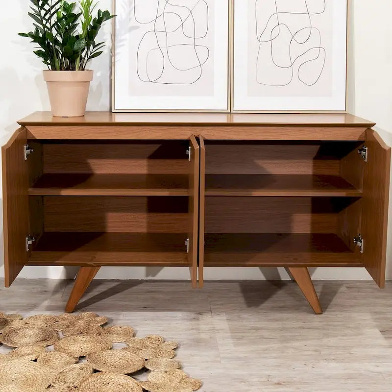 Aparador moderno de estilo mid-century de 53.15 pulgadas con 4 estantes