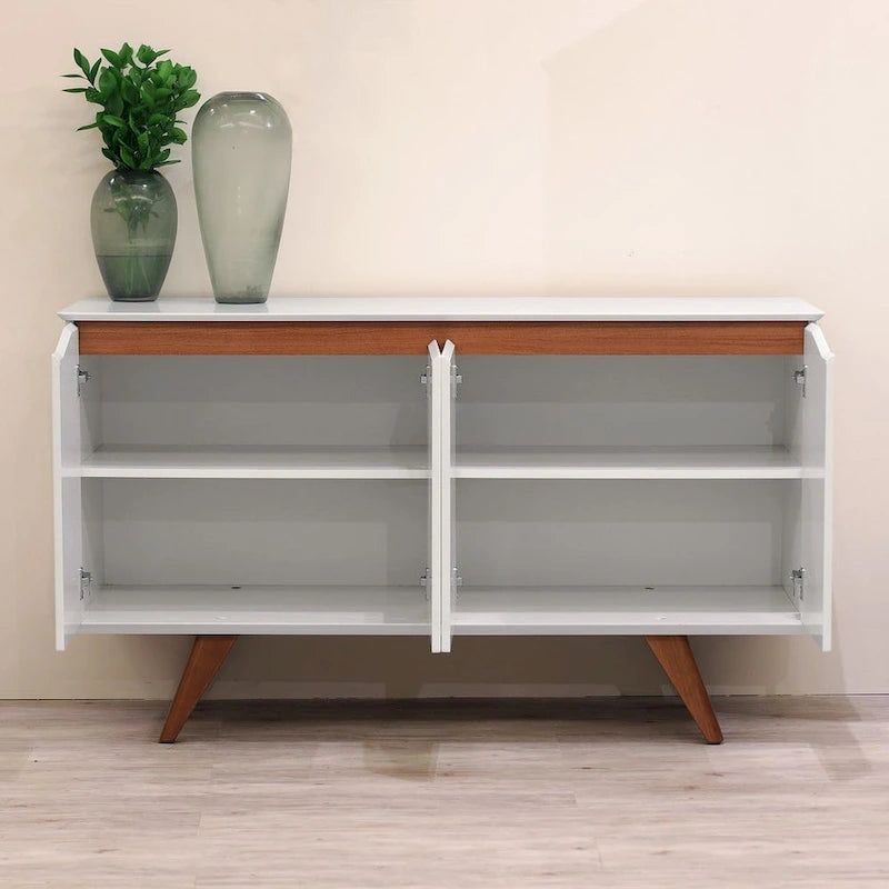 Aparador moderno de estilo mid-century de 53.15 pulgadas con 4 estantes