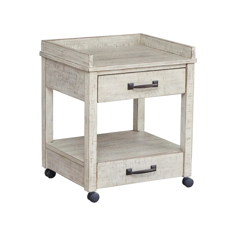 Meuble moderne pour imprimante, style ferme, avec rangement, finition blanche patinée