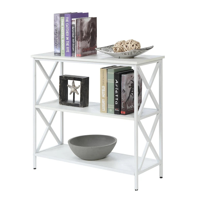 Offenes Bücherregal mit 3 Ebenen, Metallrahmen
