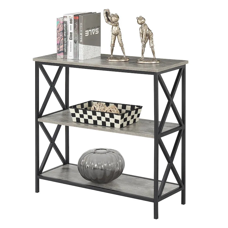 Offenes Bücherregal mit 3 Ebenen, Metallrahmen