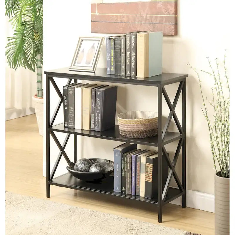 Offenes Bücherregal mit 3 Ebenen, Metallrahmen