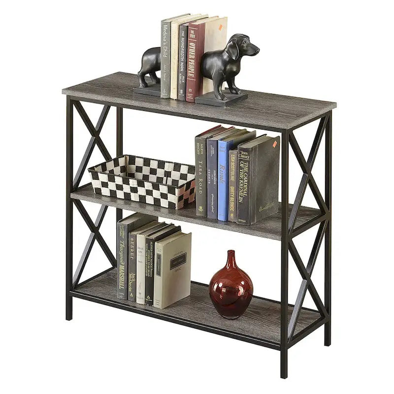Offenes Bücherregal mit 3 Ebenen, Metallrahmen