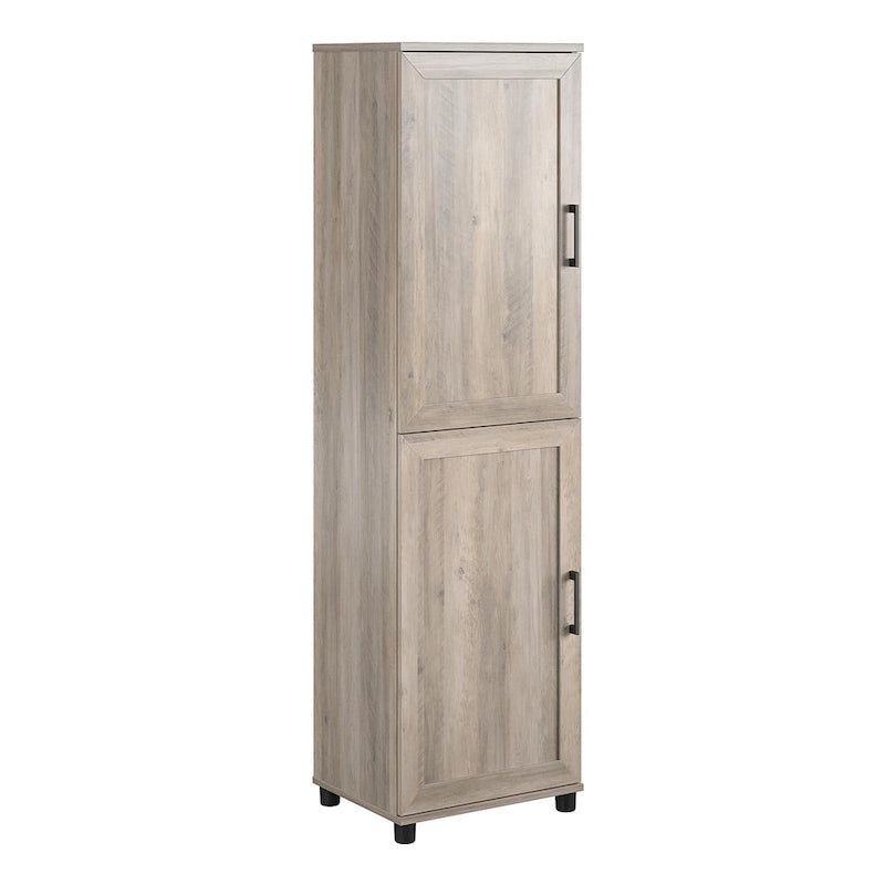 Despensa de cocina de 2 puertas con estantes ajustables, roble gris rústico