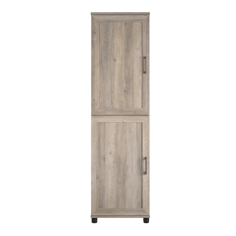 Despensa de cocina de 2 puertas con estantes ajustables, roble gris rústico
