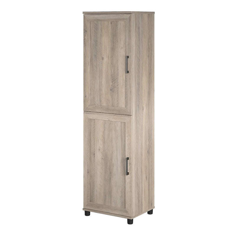 Despensa de cocina de 2 puertas con estantes ajustables, roble gris rústico
