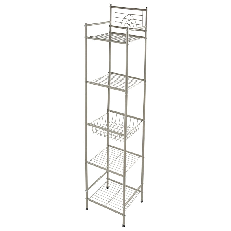 Estante de almacenamiento de baño de 5 niveles en bronce frotado con aceite - 13 x 11.6 x 58.7