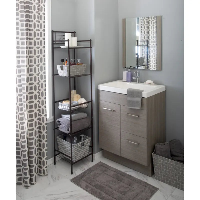 Estante de almacenamiento de baño de 5 niveles en bronce frotado con aceite - 13 x 11.6 x 58.7