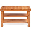 Bamboo Shoe Storage Bench with 2 Shelves - 27.5 x 11 x 17.5 in
