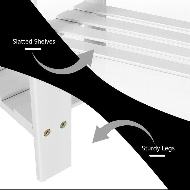 Bamboo Shoe Storage Bench with 2 Shelves - 27.5 x 11 x 17.5 in