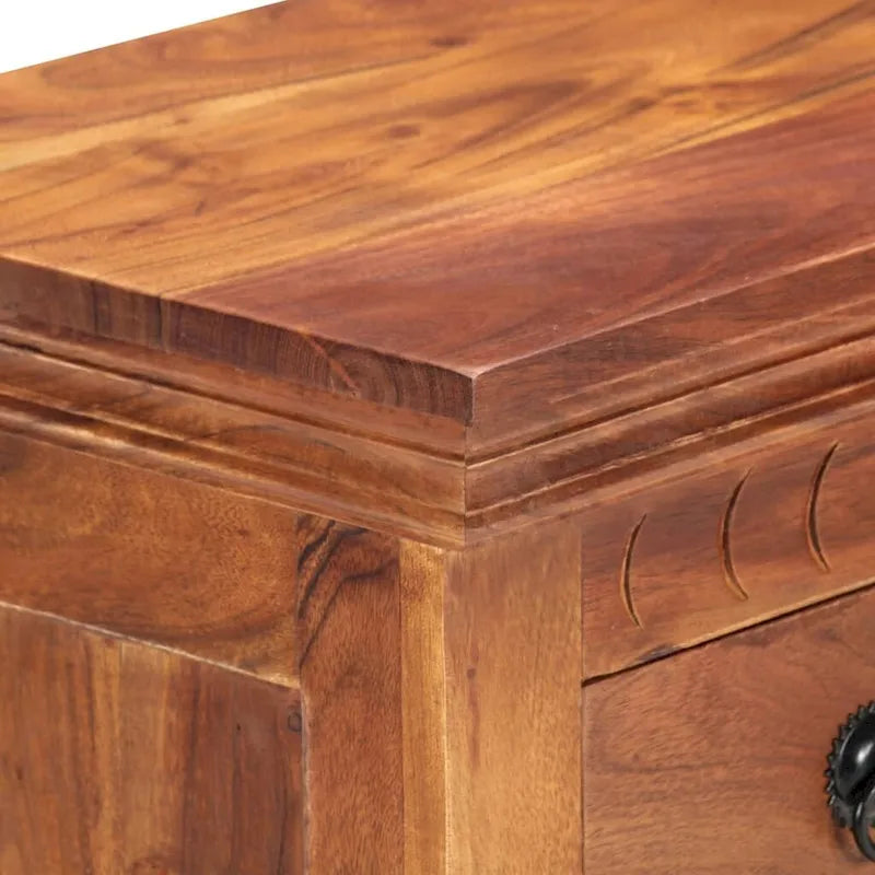 Aparador de madera maciza de acacia con 4 cajones y 2 puertas