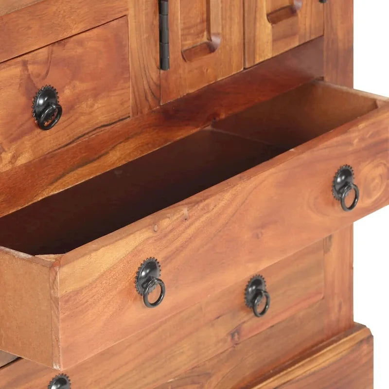 Aparador de madera maciza de acacia con 4 cajones y 2 puertas