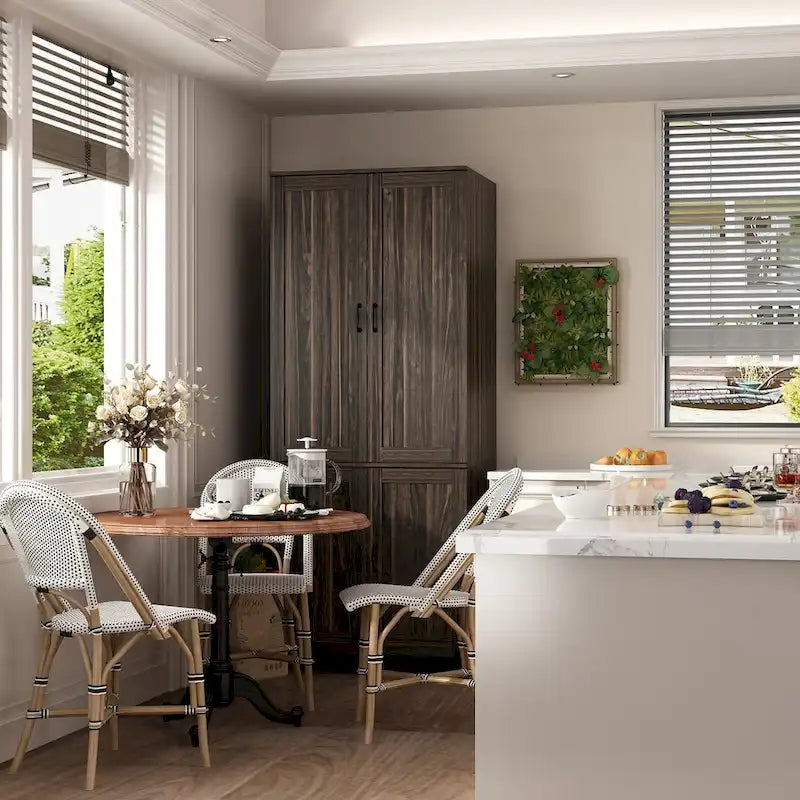 Mobile contenitore a due ante con venature in legno scuro - 31.5W x 78.7H x 23.6D