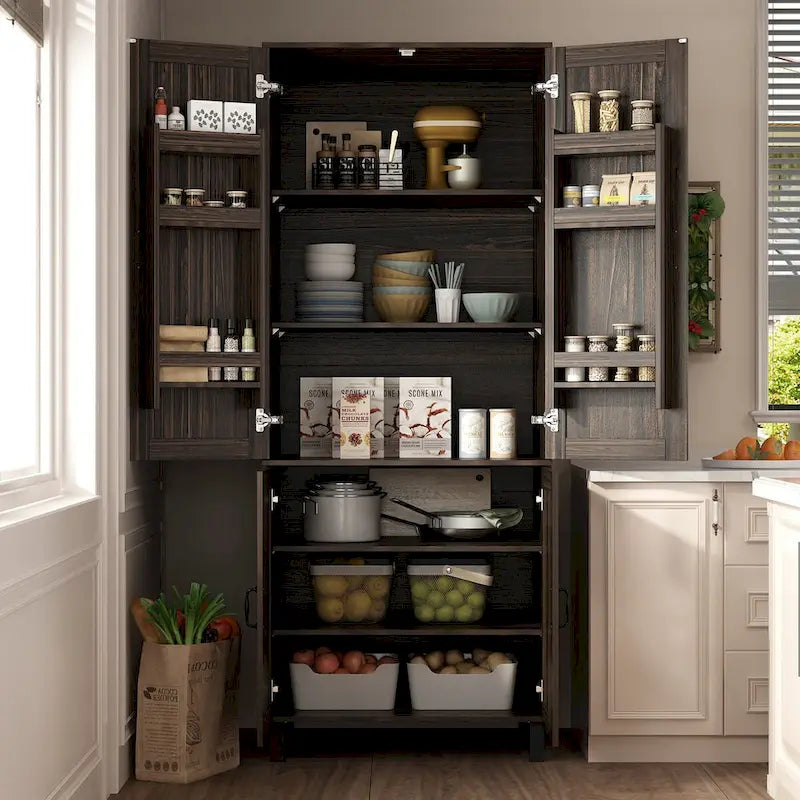 Mobile contenitore a due ante con venature in legno scuro - 31.5W x 78.7H x 23.6D
