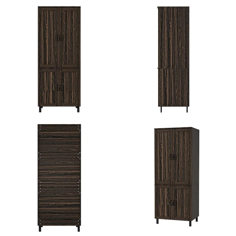 Mobile contenitore a due ante con venature in legno scuro - 31.5W x 78.7H x 23.6D