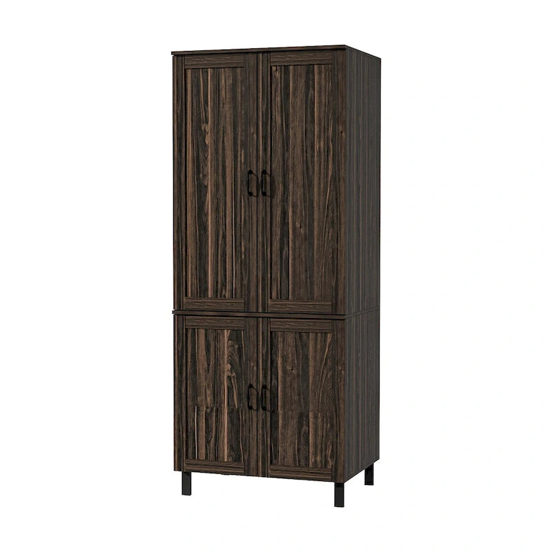 Mobile contenitore a due ante con venature in legno scuro - 31.5W x 78.7H x 23.6D