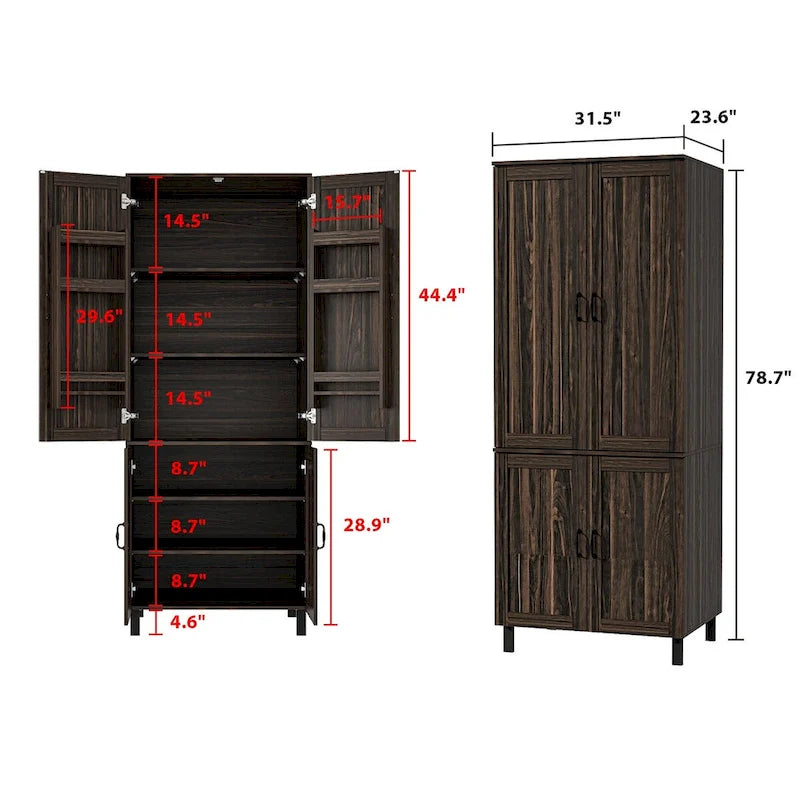 Mobile contenitore a due ante con venature in legno scuro - 31.5W x 78.7H x 23.6D