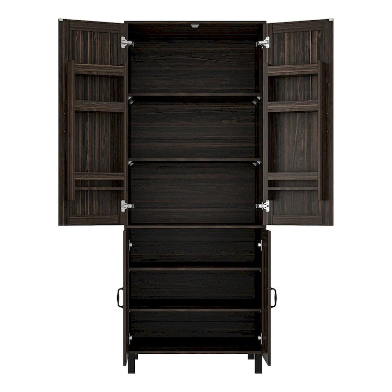 Mobile contenitore a due ante con venature in legno scuro - 31.5W x 78.7H x 23.6D