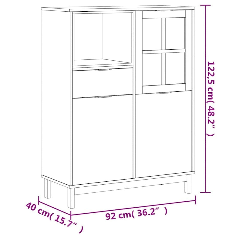 Vitrina alta de madera maciza de pino con puerta de vidrio, acabado de roble, 36.2 x 15.7 x 48.2
