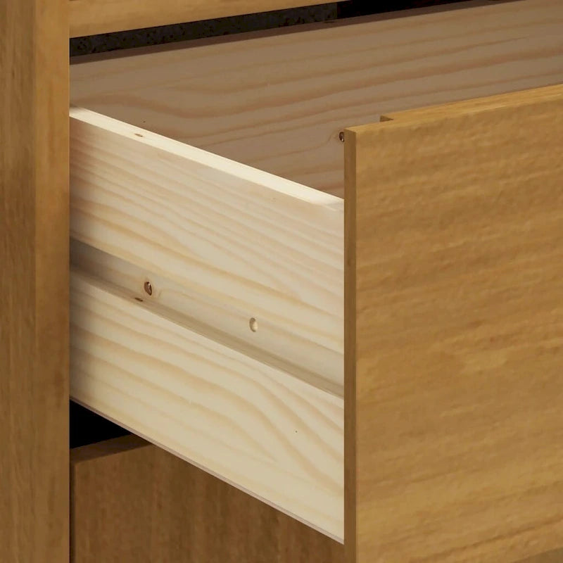 Vitrina alta de madera maciza de pino con puerta de vidrio, acabado de roble, 36.2 x 15.7 x 48.2