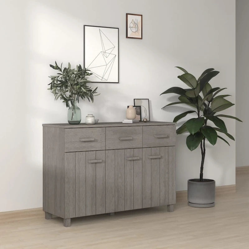 Aparador de madera maciza de pino con 3 puertas y 3 cajones - 44.5 x 15.7 x 31.5