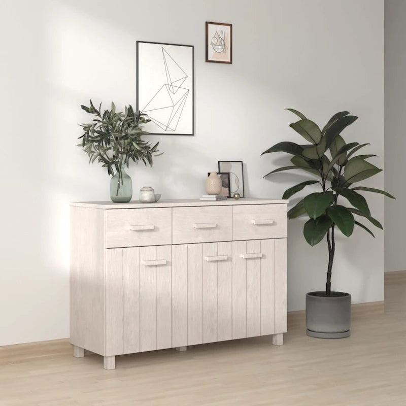 Aparador de madera maciza de pino con 3 puertas y 3 cajones - 44.5 x 15.7 x 31.5