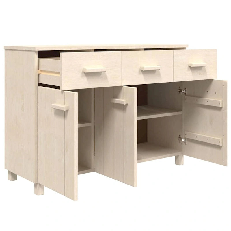 Aparador de madera maciza de pino con 3 puertas y 3 cajones - 44.5 x 15.7 x 31.5