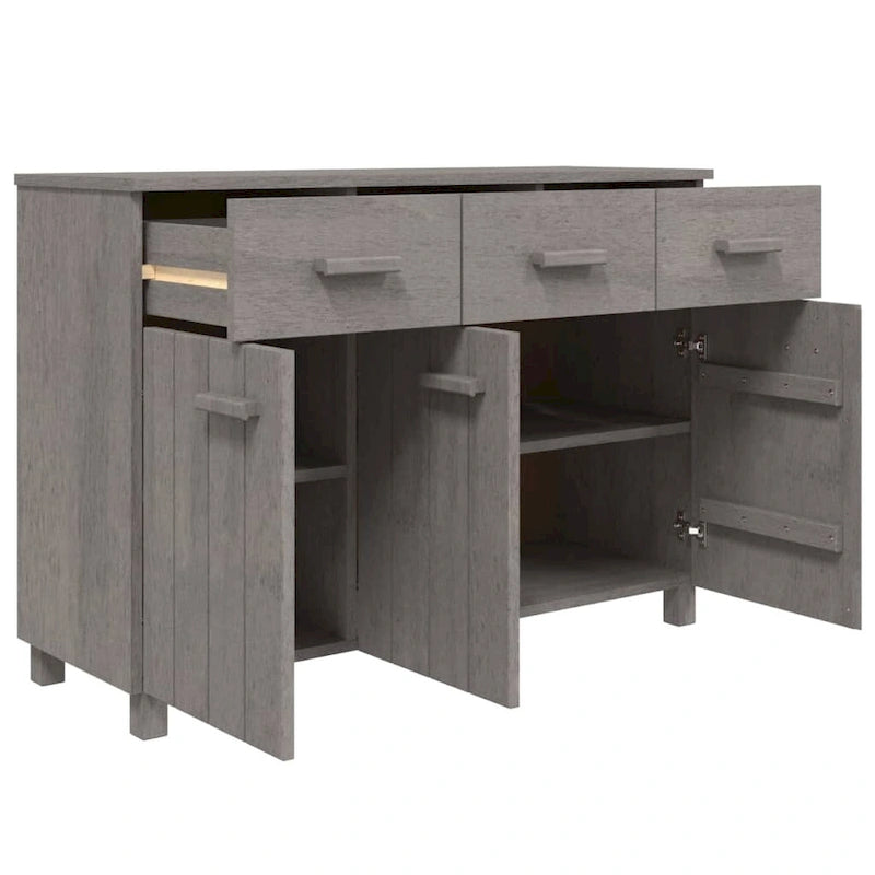Aparador de madera maciza de pino con 3 puertas y 3 cajones - 44.5 x 15.7 x 31.5