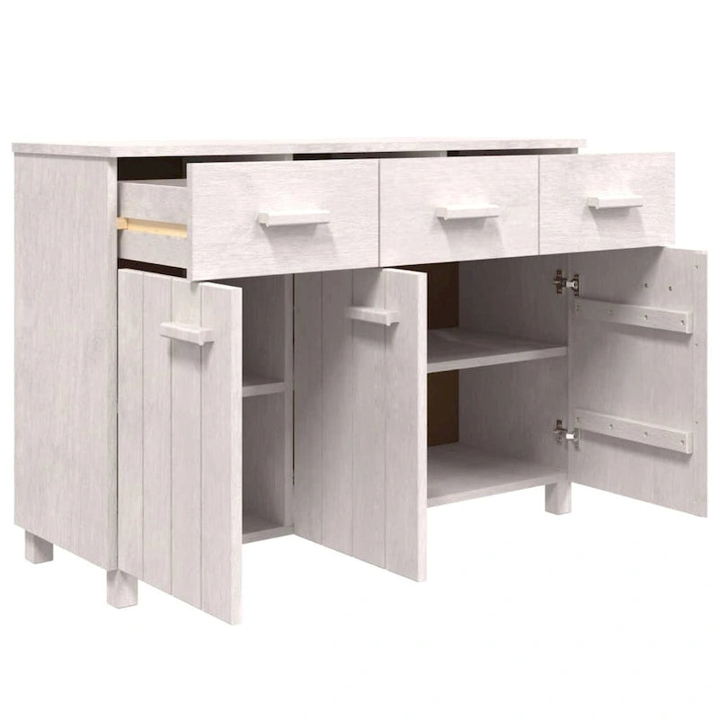 Aparador de madera maciza de pino con 3 puertas y 3 cajones - 44.5 x 15.7 x 31.5