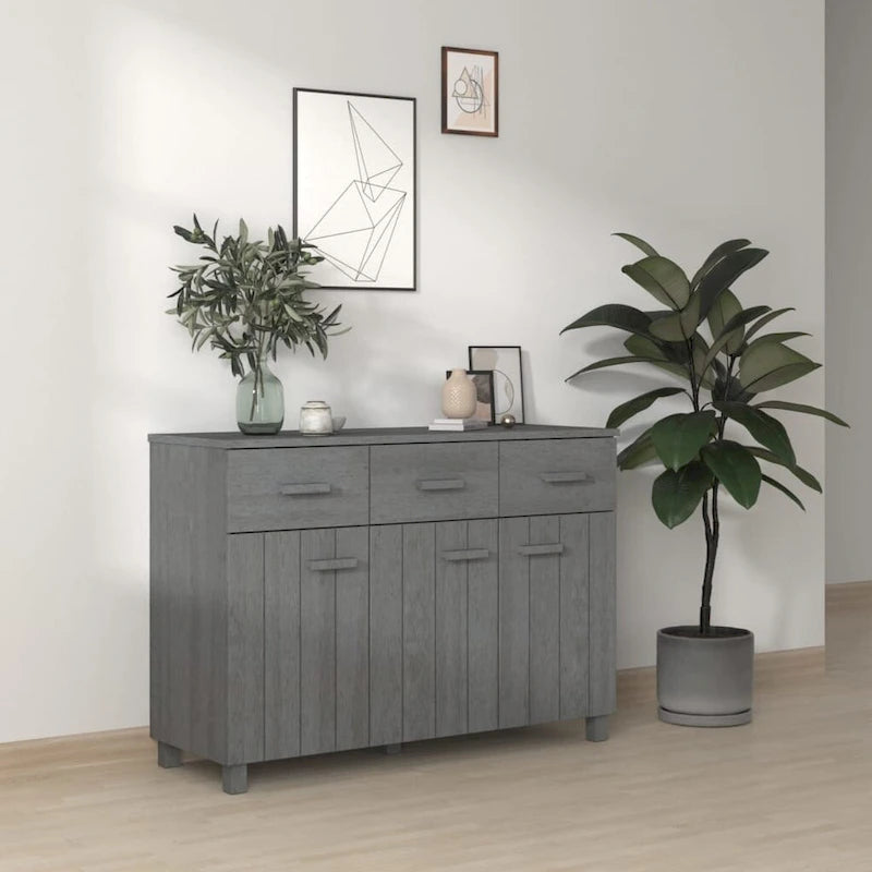 Aparador de madera maciza de pino con 3 puertas y 3 cajones - 44.5 x 15.7 x 31.5