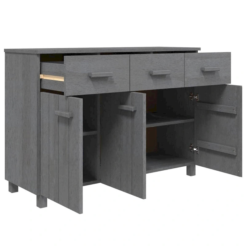Aparador de madera maciza de pino con 3 puertas y 3 cajones - 44.5 x 15.7 x 31.5