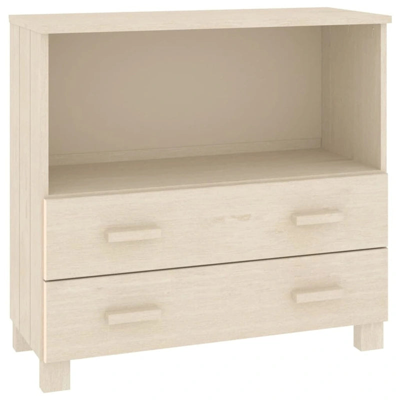 Aparador de madera maciza de pino con 2 cajones - 33.5 x 13.8 x 31.5