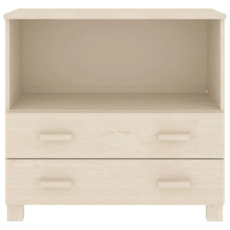 Aparador de madera maciza de pino con 2 cajones - 33.5 x 13.8 x 31.5