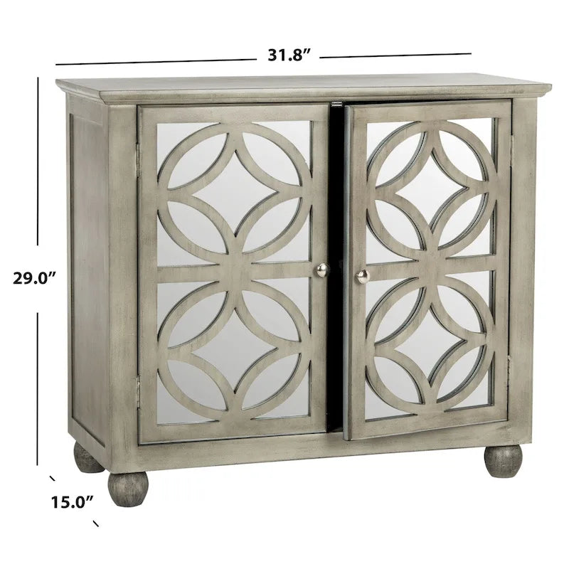 Baúl de almacenamiento con puertas de armario espejadas - 32" W x 15" D x 29" H