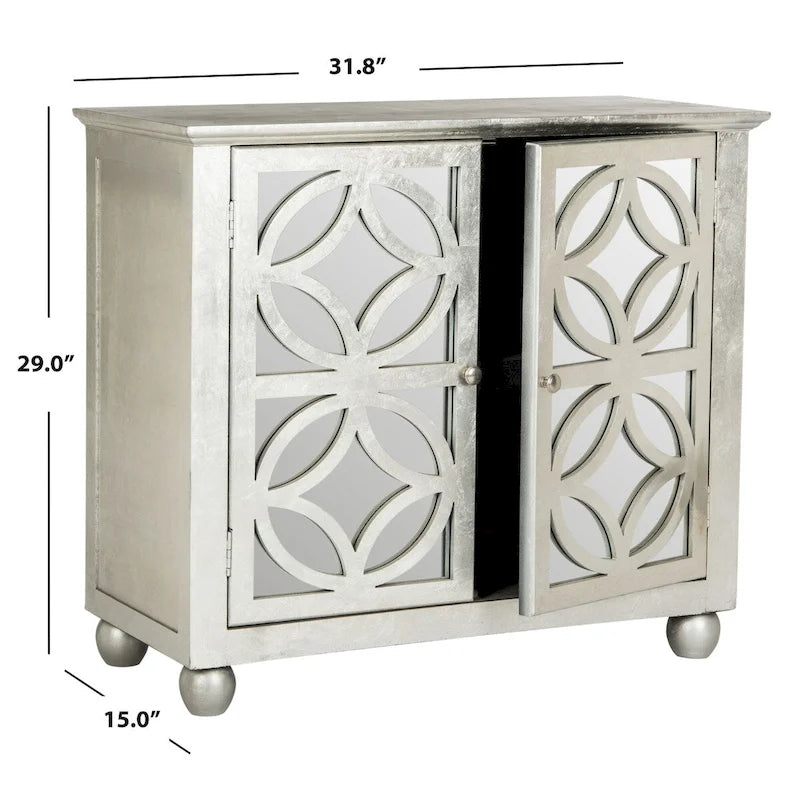 Baúl de almacenamiento con puertas de armario espejadas - 32" W x 15" D x 29" H