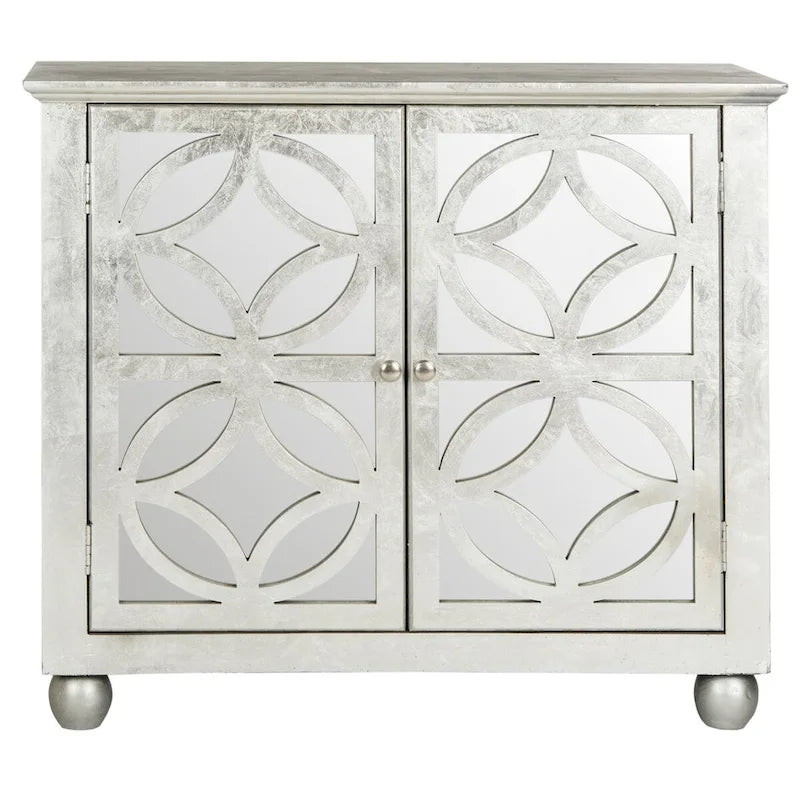 Baúl de almacenamiento con puertas de armario espejadas - 32" W x 15" D x 29" H